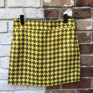 The Limited Yellow Brown Houndstooth Mini Skirt